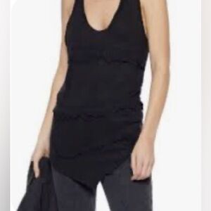 NWT IRO distressed slub linen jersey tank top in black. Size Small